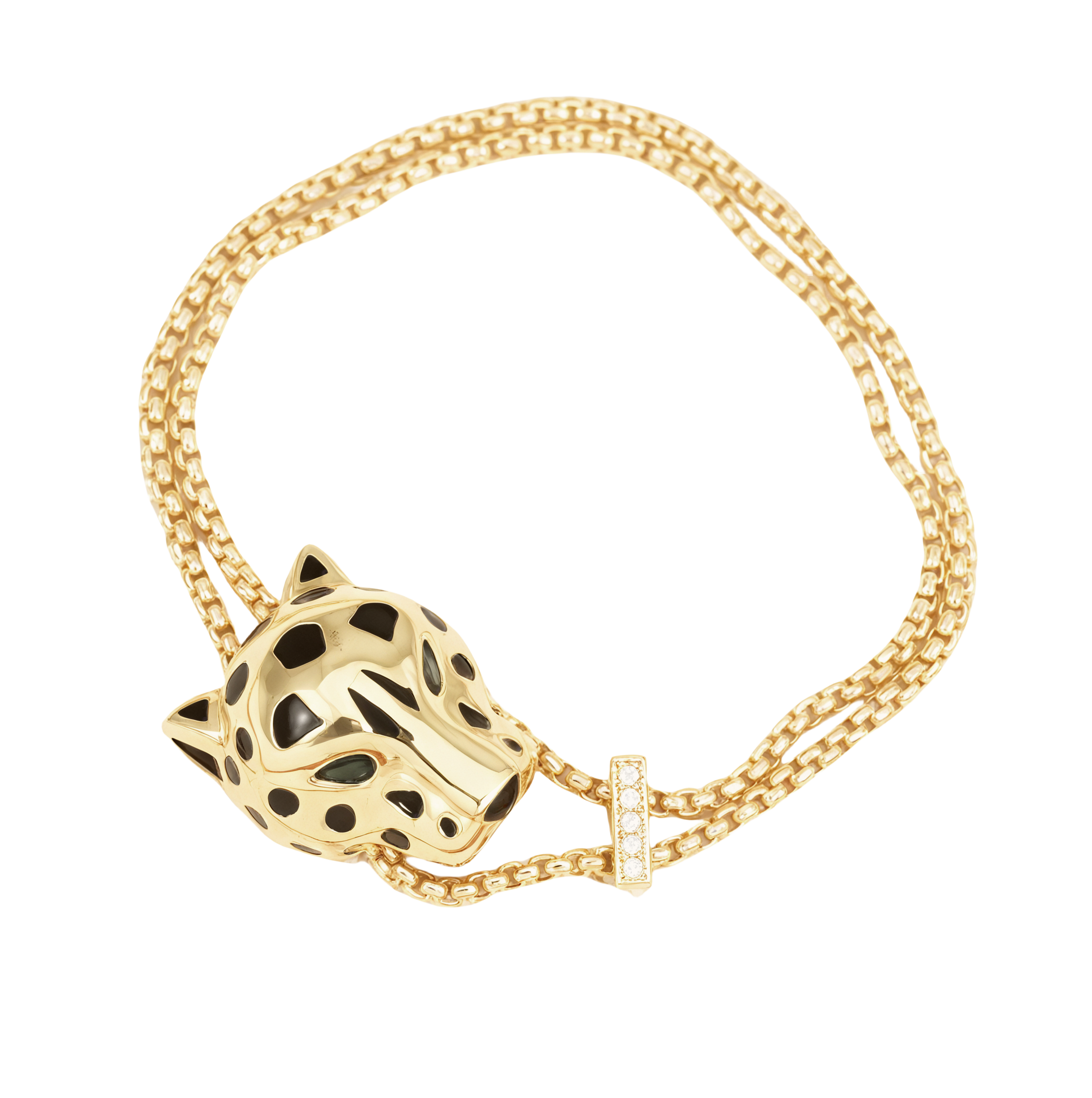 CTSV040 18k Gold Panthère de Cartier bracelet, on chain, diamonds - ccjewelryacc