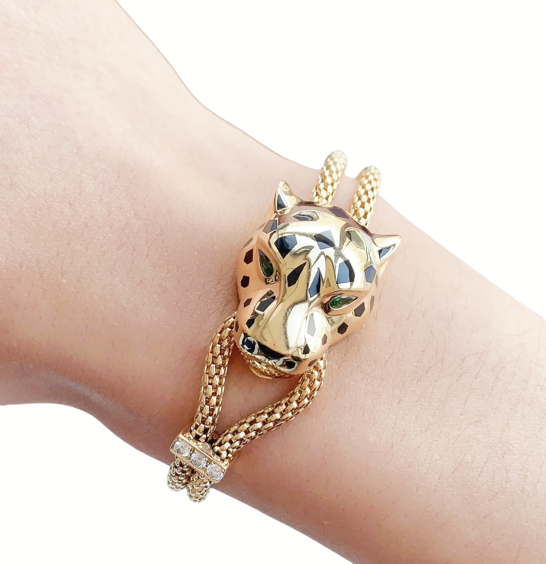 CTSV040 18k Gold Panthère de Cartier bracelet, on chain, diamonds - ccjewelryacc