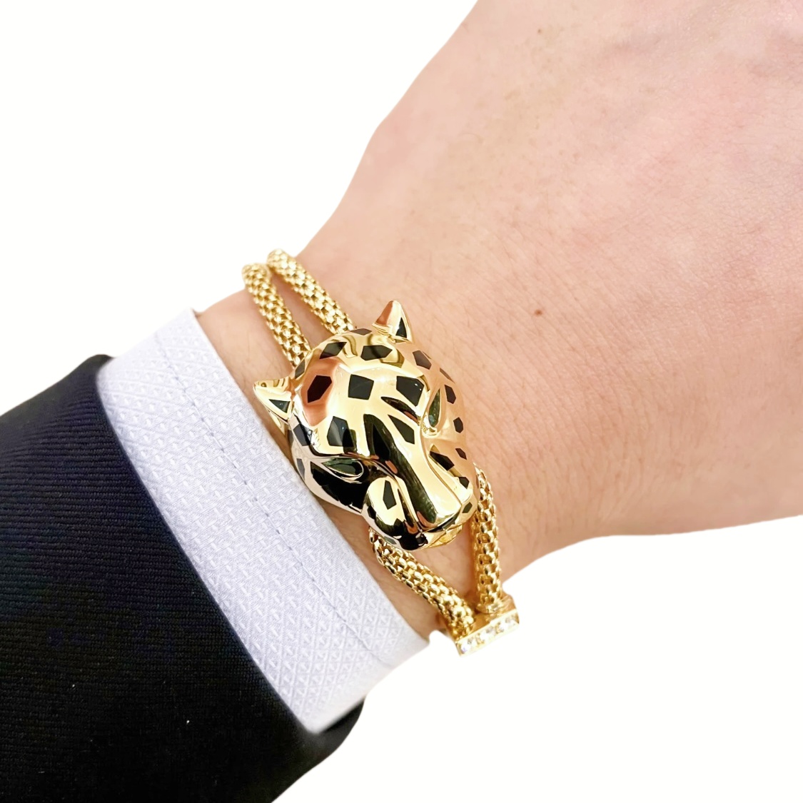 CTSV040 18k Gold Panthère de Cartier bracelet, on chain, diamonds - ccjewelryacc