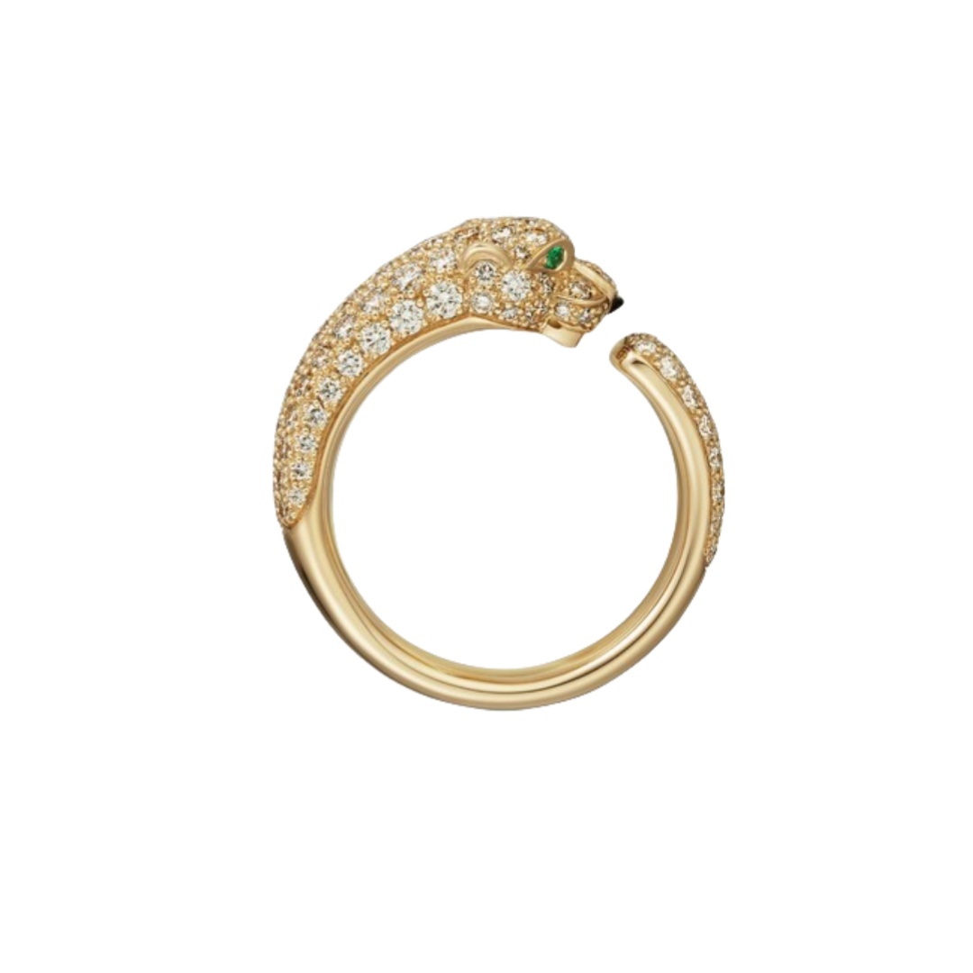 CTR002 18K Gold Panthère de Cartier ring, small model, paved - ccjewelryacc