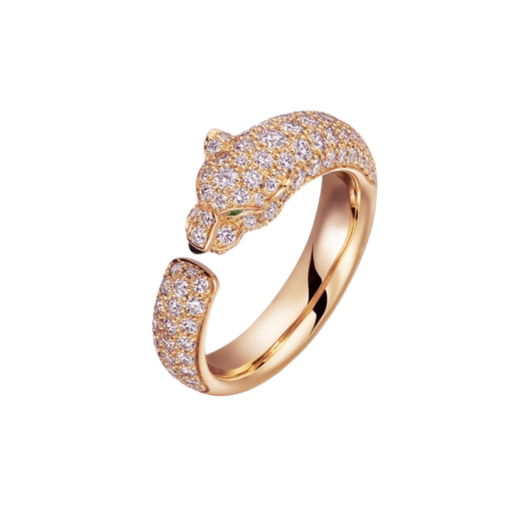 CTR002 18K Gold Panthère de Cartier ring, small model, paved - ccjewelryacc