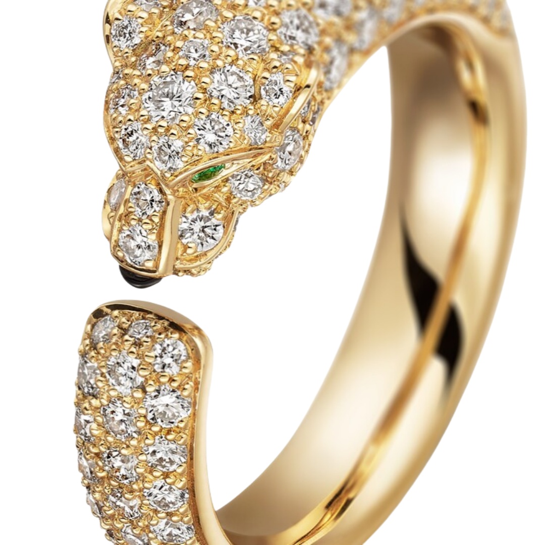 CTR002 18K Gold Panthère de Cartier ring, small model, paved - ccjewelryacc