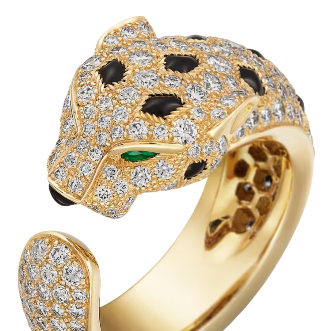 CTR003 Panthère de Cartier ring, medium model, half-paved - ccjewelryacc