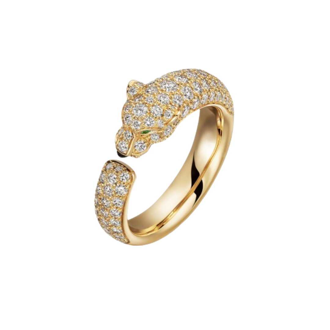 CTR002 18K Gold Panthère de Cartier ring, small model, paved - ccjewelryacc