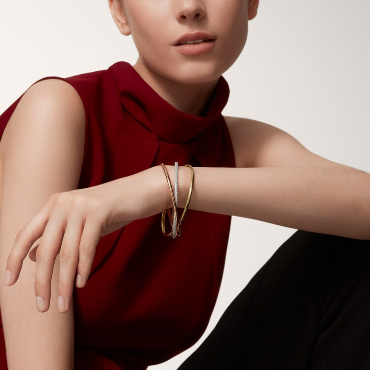 CTS003 Trinity bracelet, small model, half-paved - ccjewelryacc