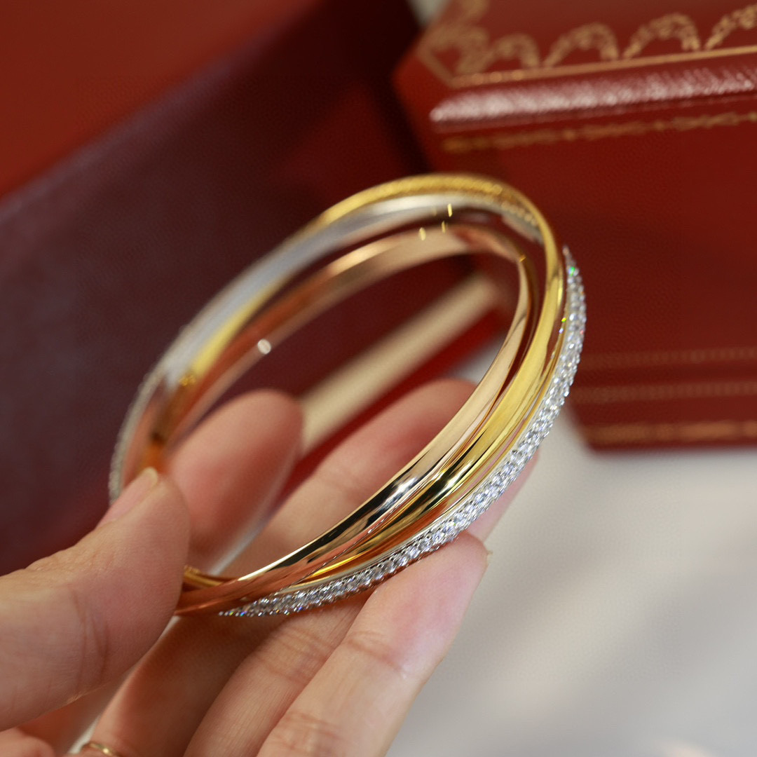 CTS003 Trinity bracelet, small model, half-paved - ccjewelryacc