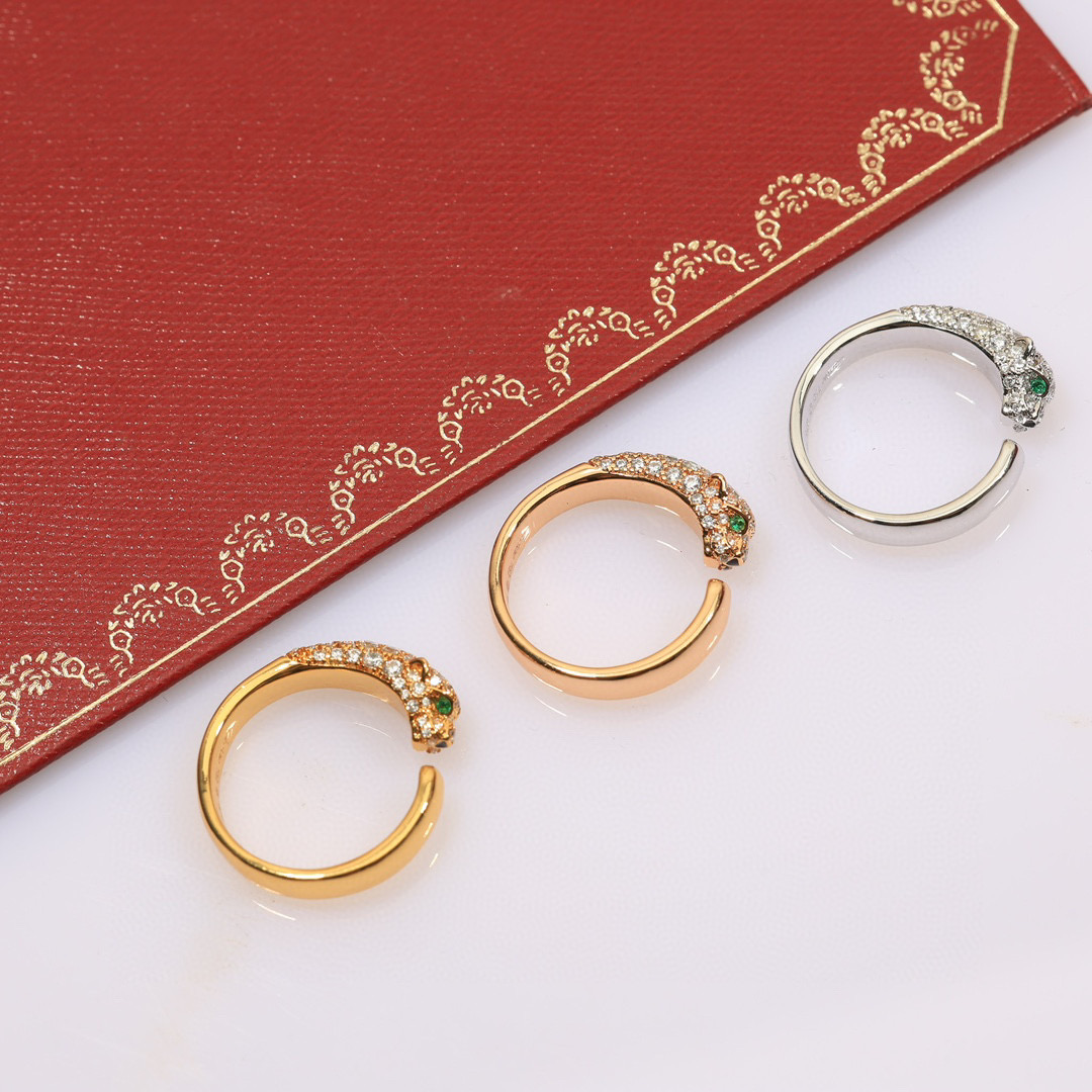 CTR016 Panthère de Cartier ring, small model, half-paved - ccjewelryacc