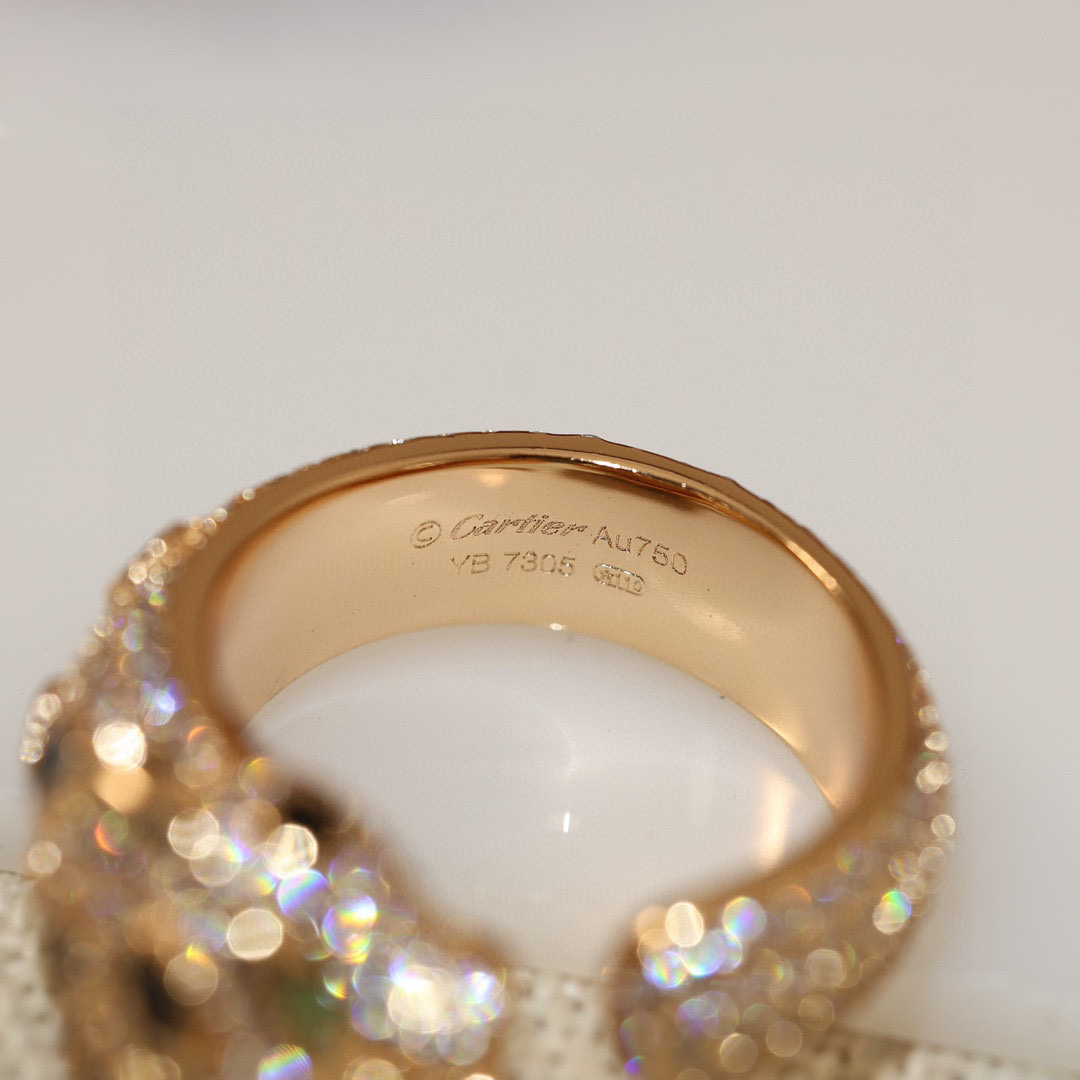 CTR003 Panthère de Cartier ring, medium model, half-paved - ccjewelryacc