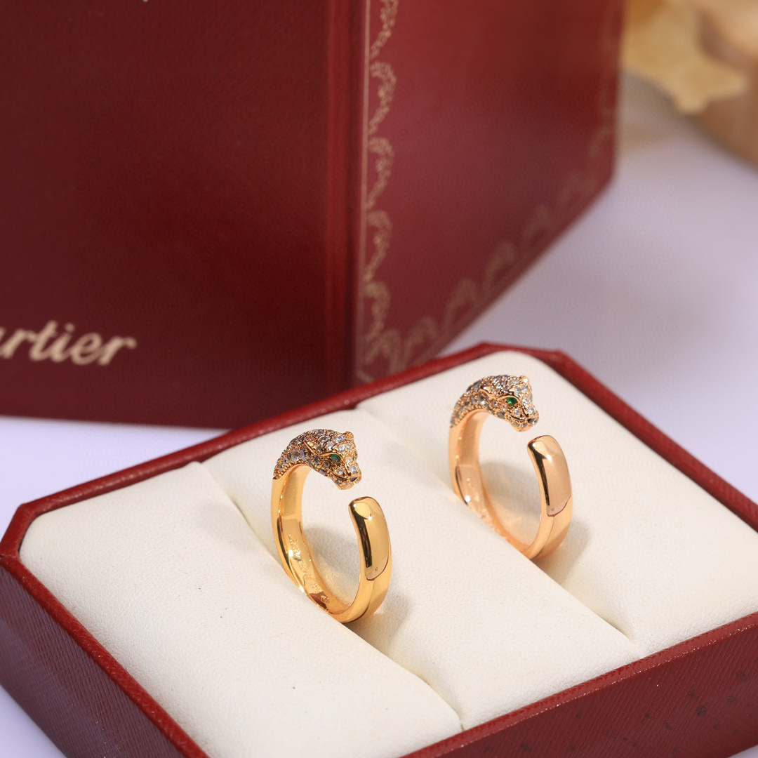 CTR016 Panthère de Cartier ring, small model, half-paved - ccjewelryacc
