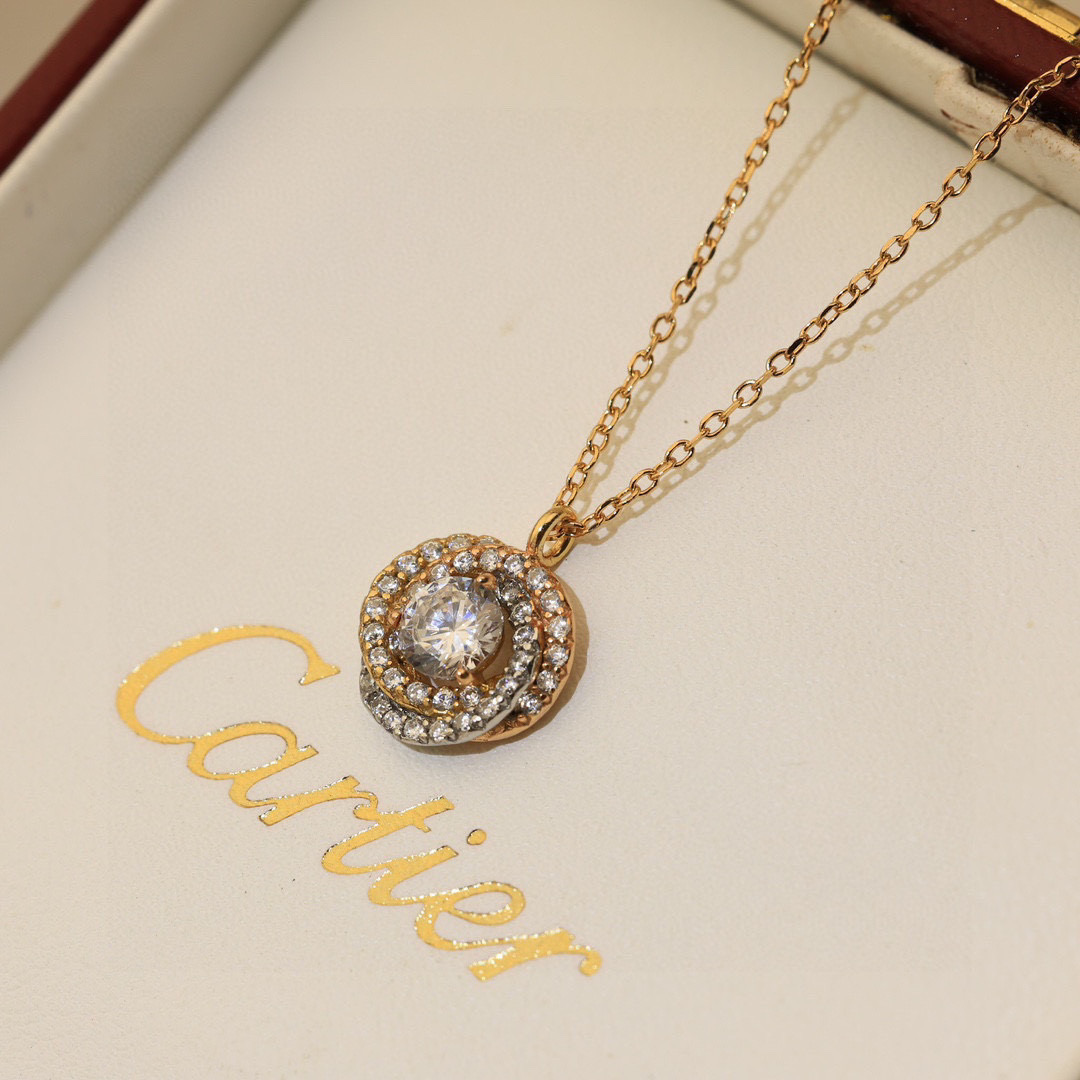 CTNV035 18K Trinity pendant, 1 diamond, paved - ccjewelryacc