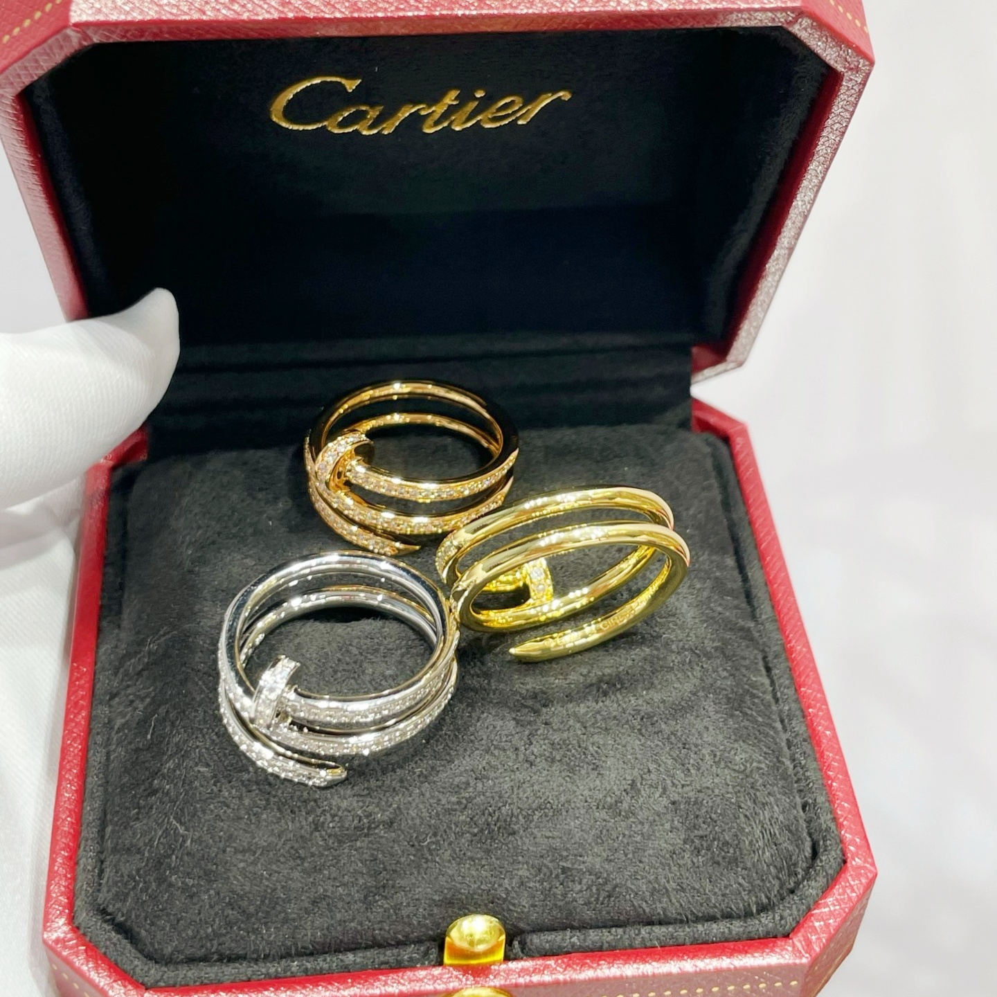 CTR001 18k Juste un Clou ring, double, half-paved - ccjewelryacc