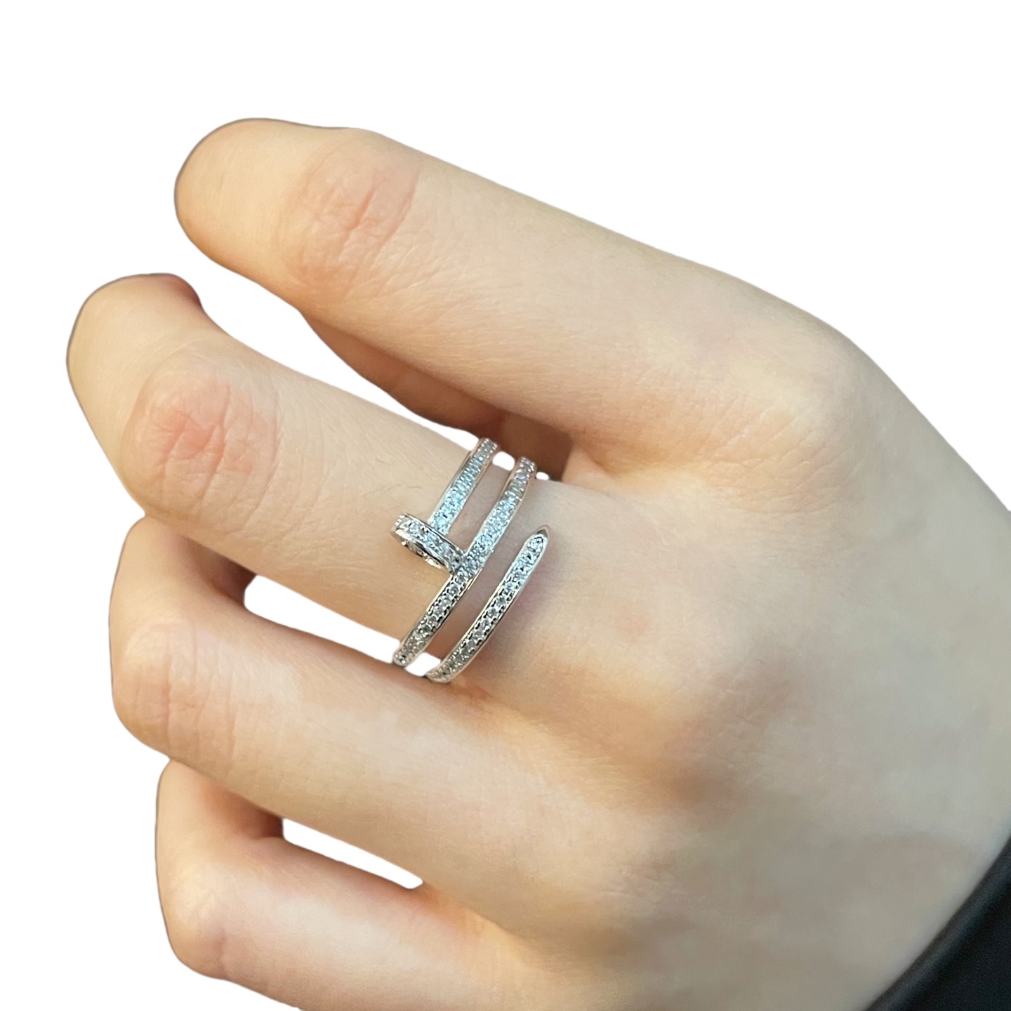 CTR001 18k Juste un Clou ring, double, half-paved - ccjewelryacc