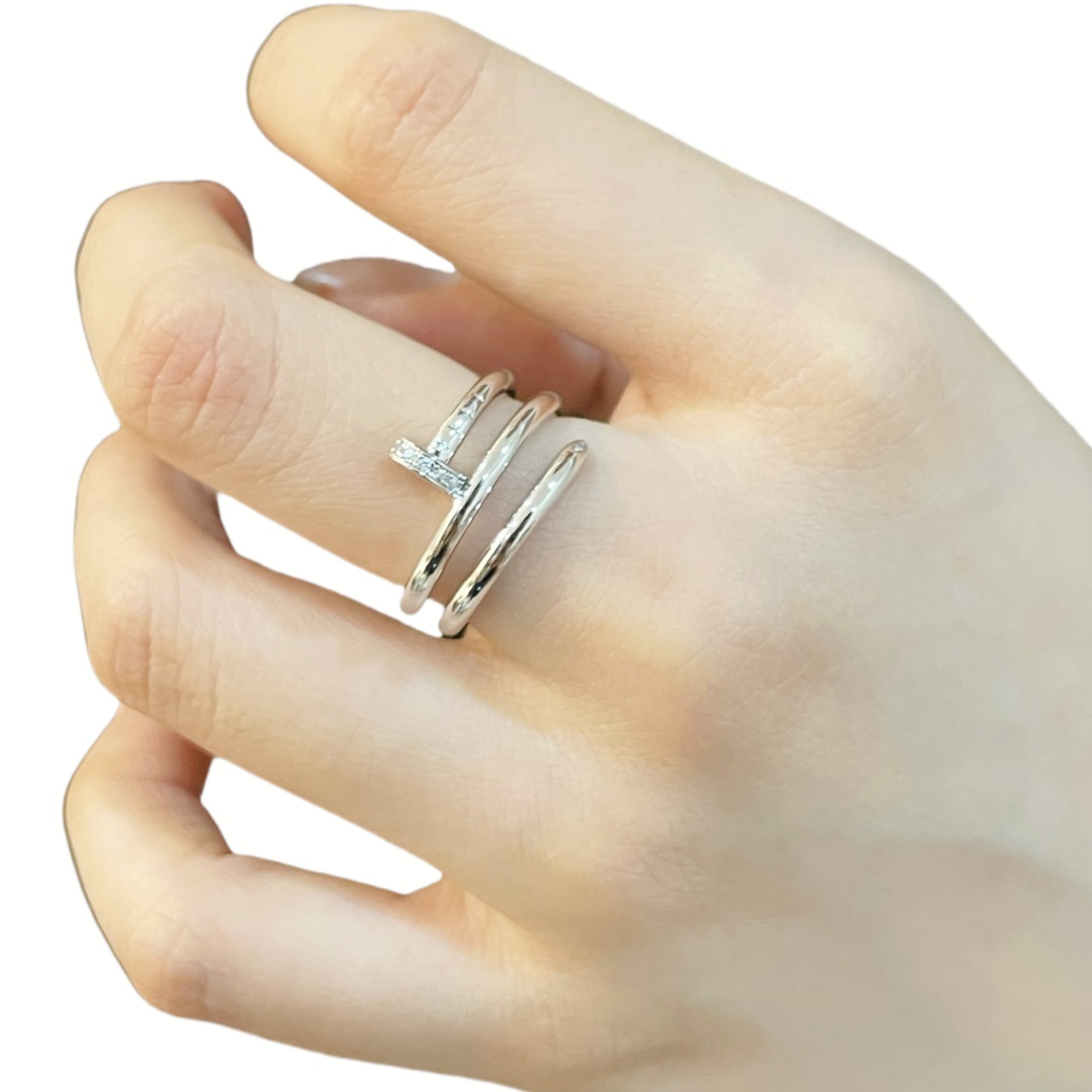 CTR008 Juste un Clou ring, double, diamonds - ccjewelryacc