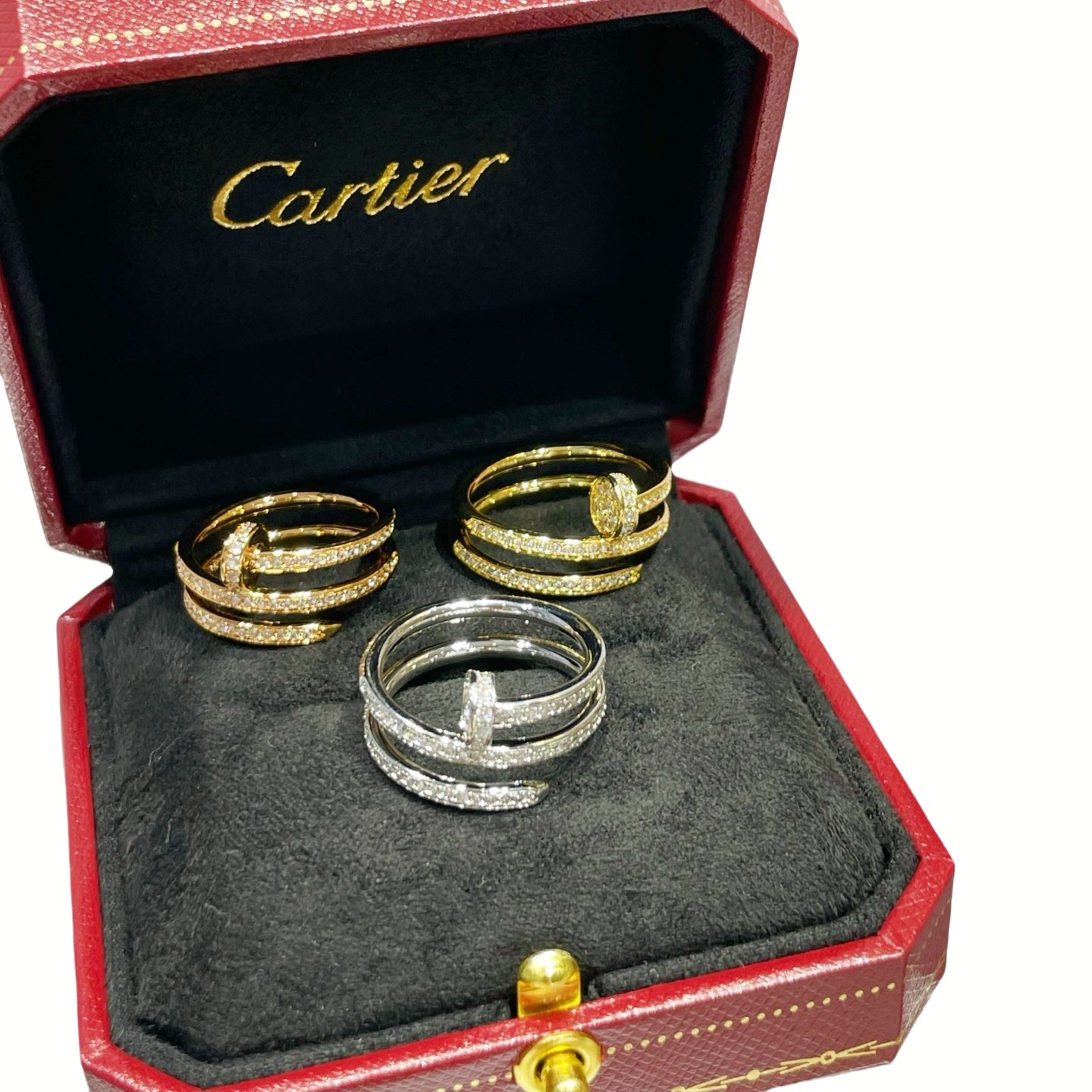 CTR001 18k Juste un Clou ring, double, half-paved - ccjewelryacc