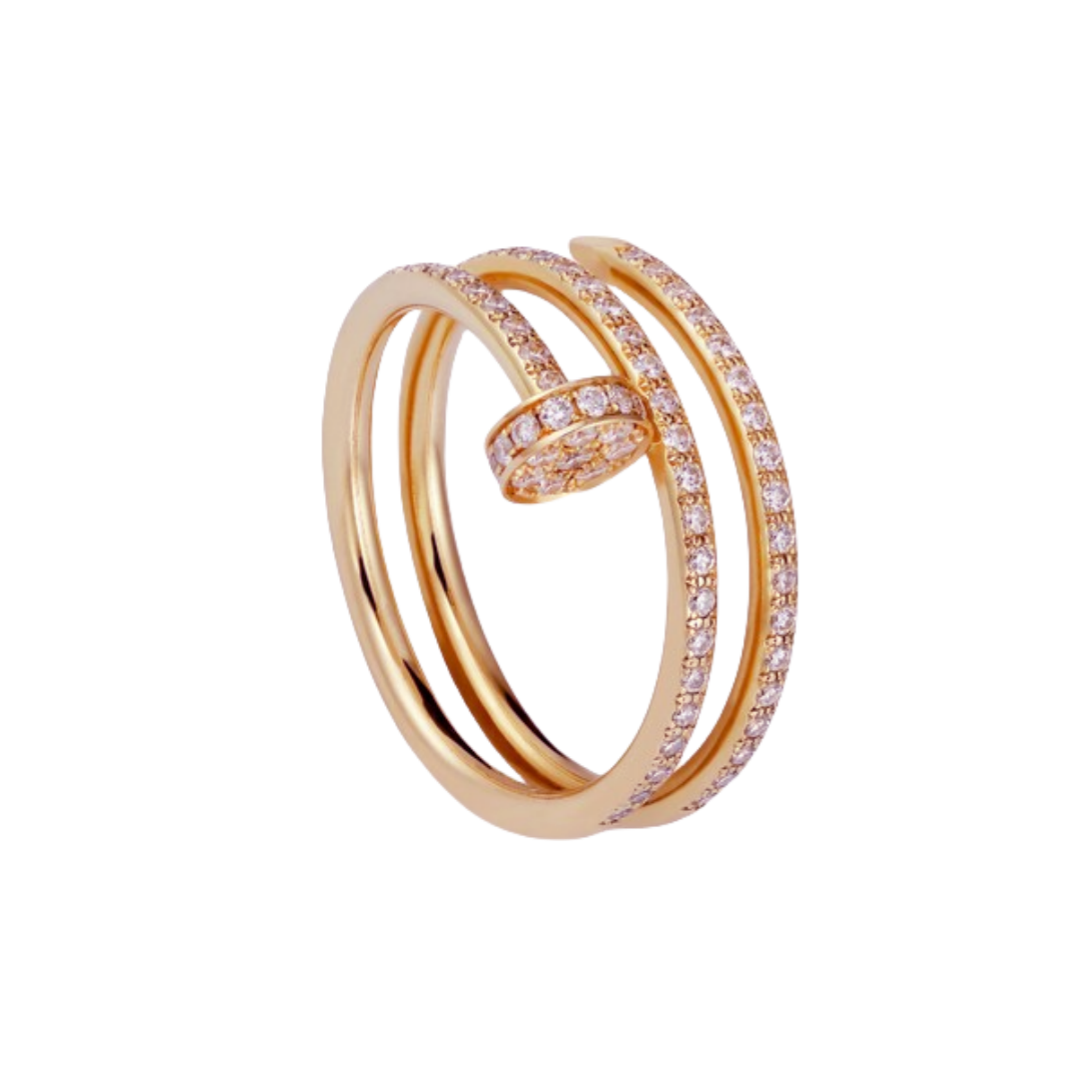 CTR001 18k Juste un Clou ring, double, half-paved - ccjewelryacc