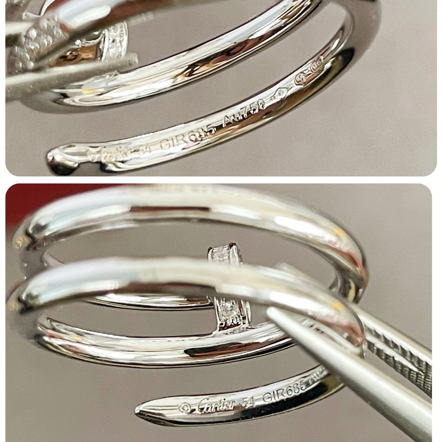 CTR001 18k Juste un Clou ring, double, half-paved - ccjewelryacc