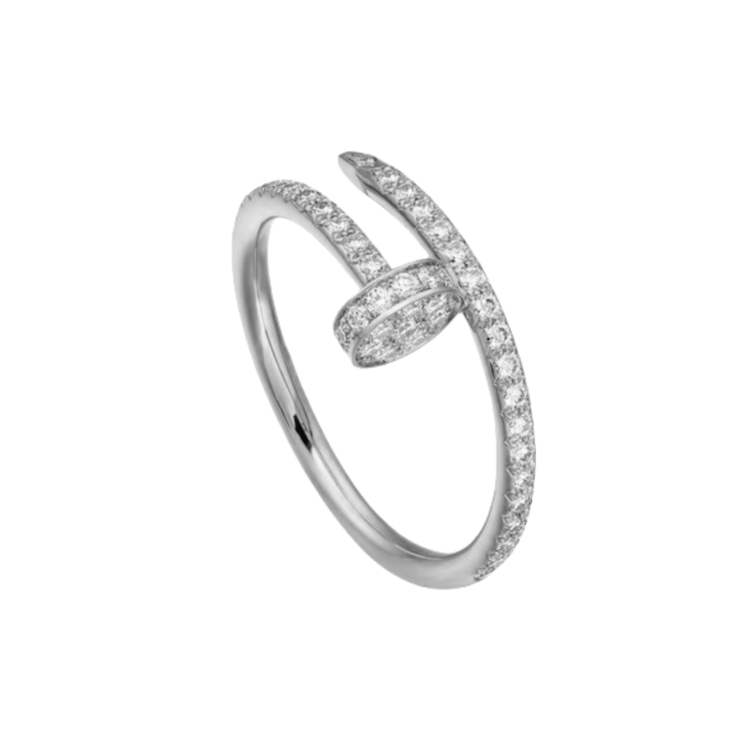 CTR006 18k Juste un Clou ring, small model, half-paved S925 Sterling silver - ccjewelryacc