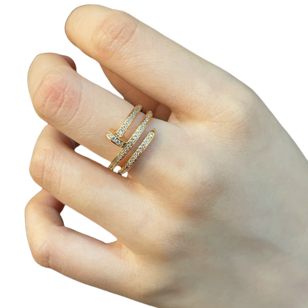 CTR001 18k Juste un Clou ring, double, half-paved - ccjewelryacc