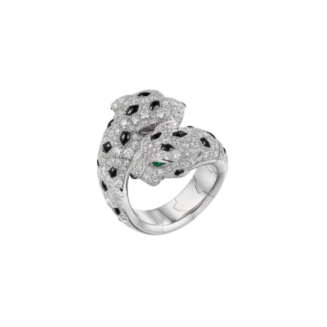 CTR013 18k white gold Panthère de Cartier ring, articulated, paved - ccjewelryacc