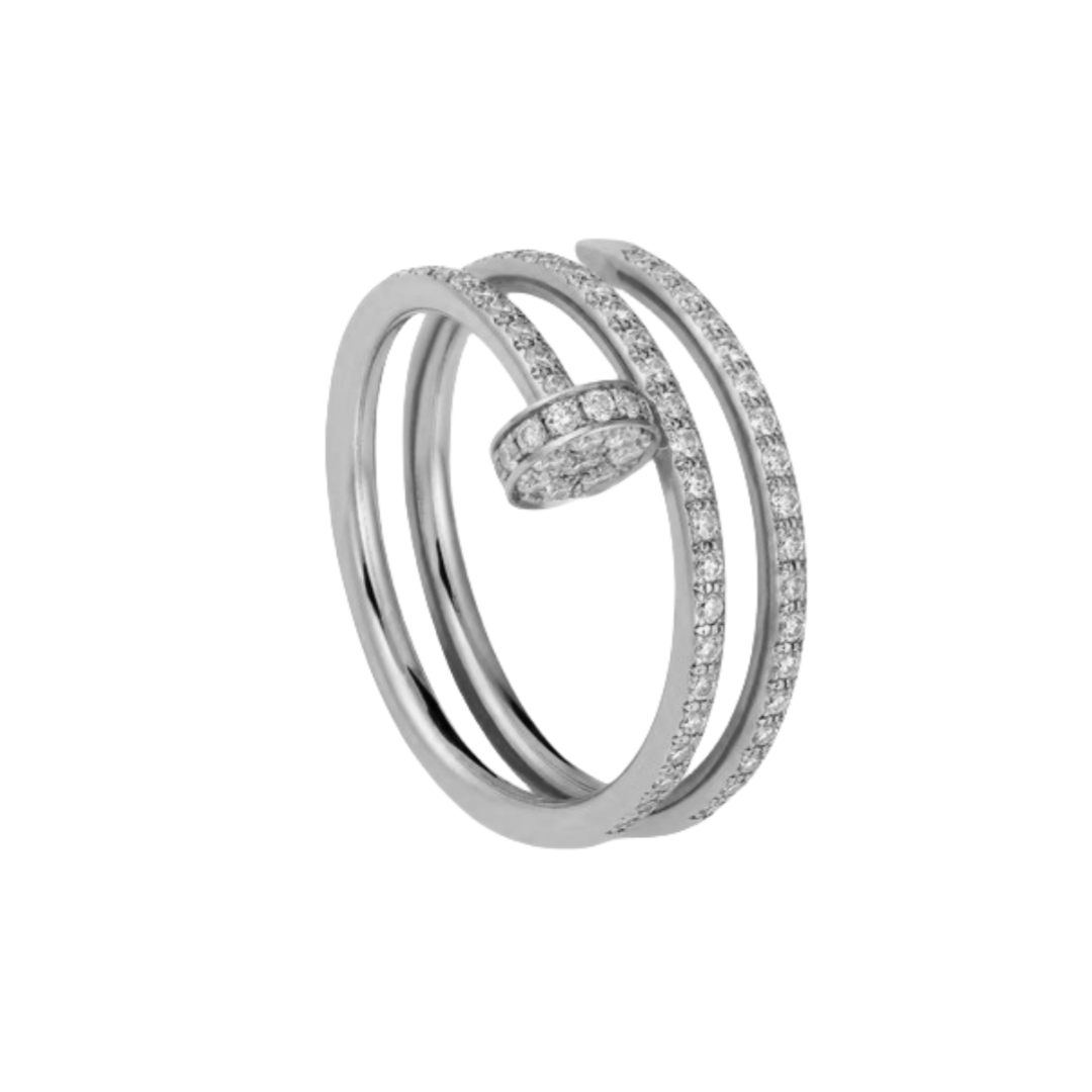 CTR001 18k Juste un Clou ring, double, half-paved - ccjewelryacc