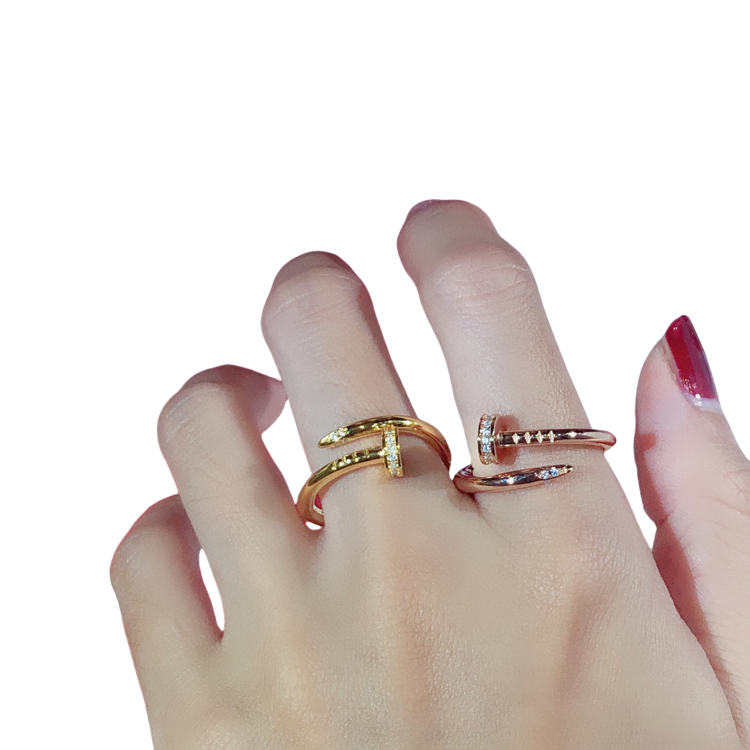 CTR005 18k Juste un Clou ring, small model, diamonds - ccjewelryacc