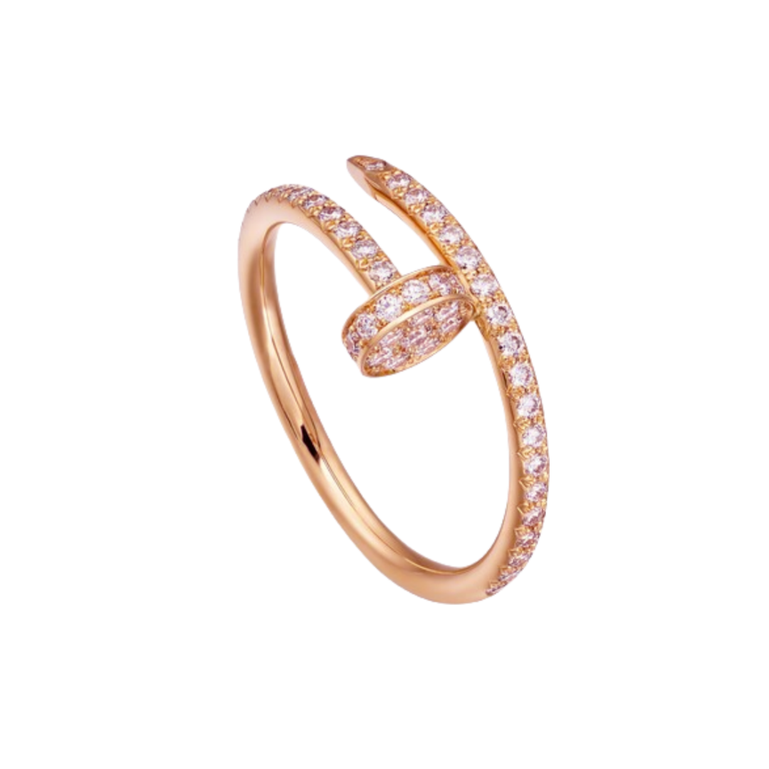 CTR006 18k Juste un Clou ring, small model, half-paved S925 Sterling silver - ccjewelryacc