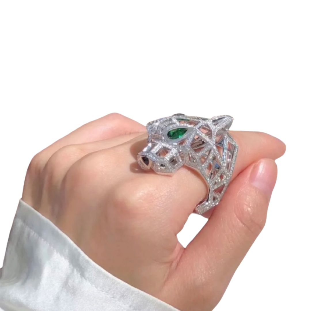 CTR014 18k White Gold Panthère de Cartier ring, paved - ccjewelryacc