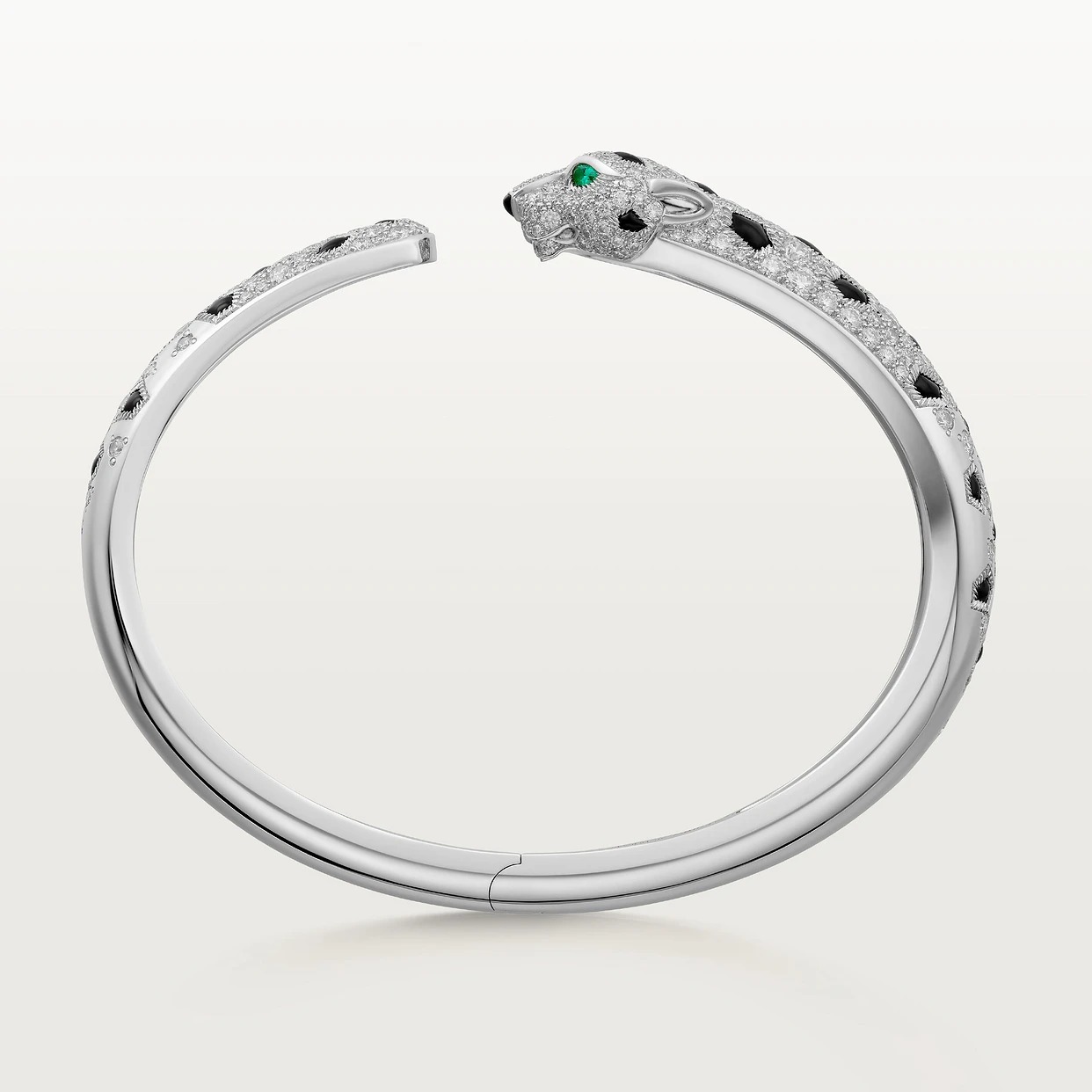 CTSV042 18k White Gold Panthère de Cartier bracelet, medium model, semi-paved - ccjewelryacc