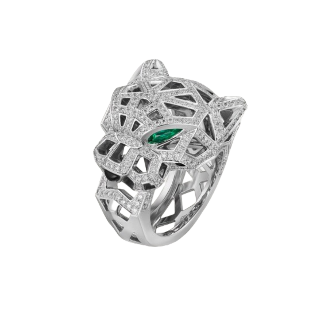 CTR014 18k White Gold Panthère de Cartier ring, paved - ccjewelryacc