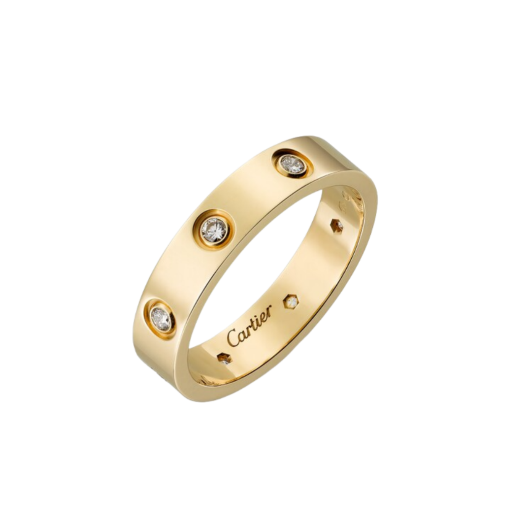 CTRV018 18K Cartier LOVE ring, small model, 8 diamonds - ccjewelryacc