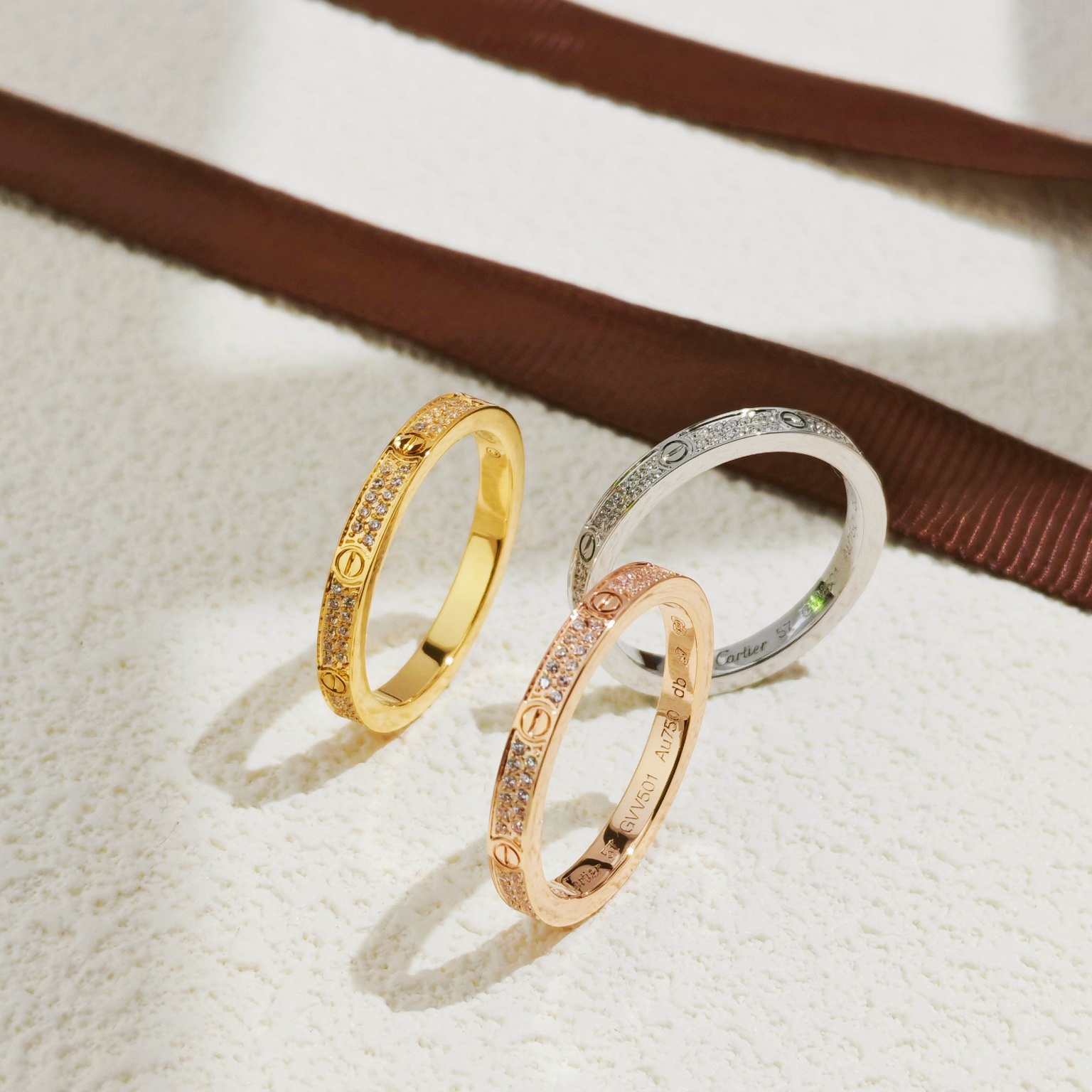 CTRV023 18K Cartier LOVE ring, mini model, paved - ccjewelryacc