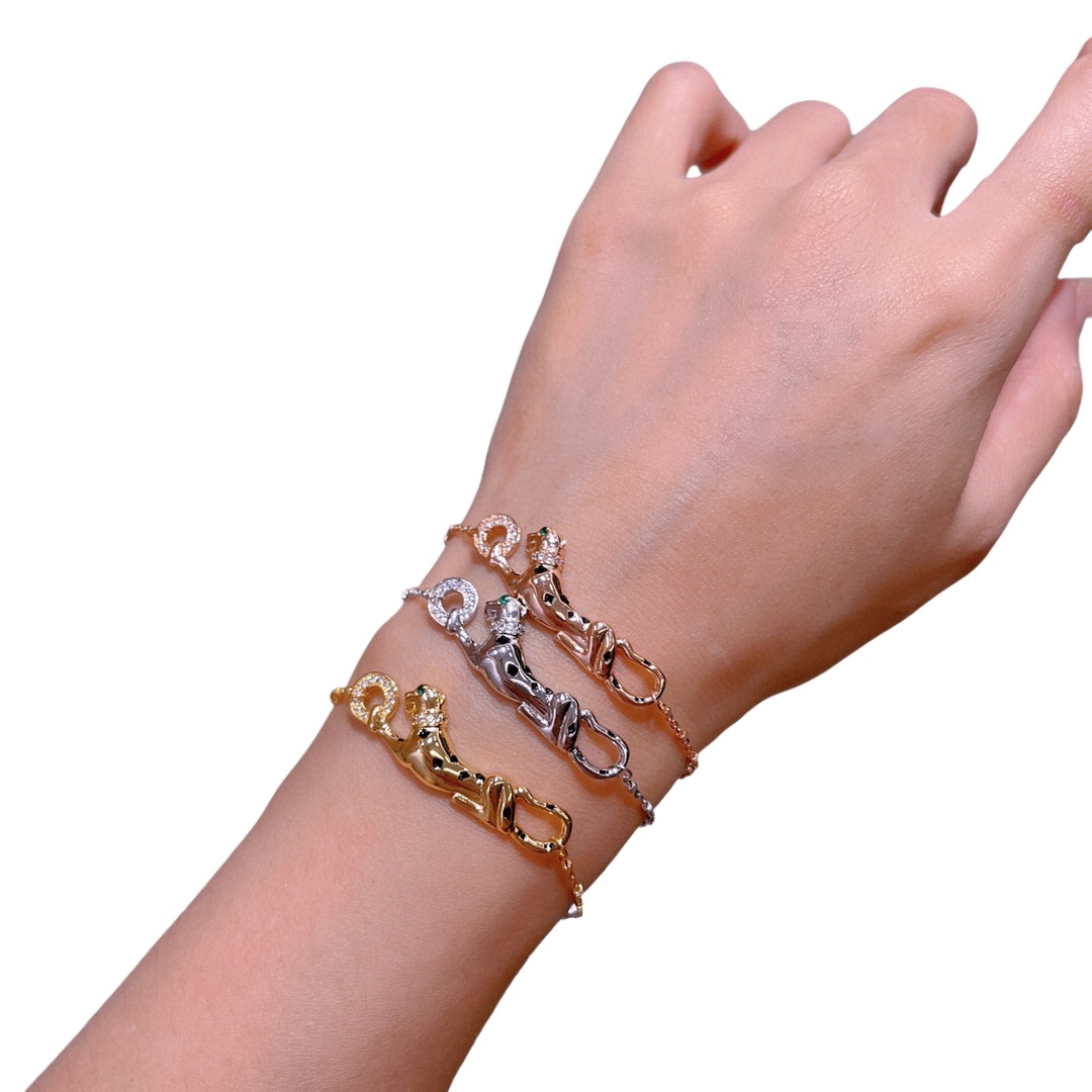 CTS037 18K Panthère de Cartier bracelet, on chain, diamonds - ccjewelryacc