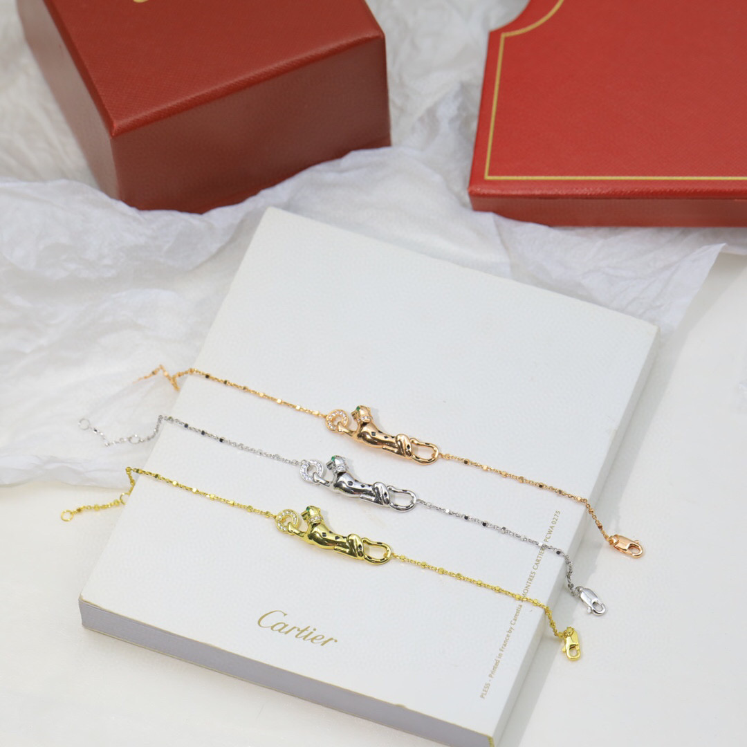 CTS037 18K Panthère de Cartier bracelet, on chain, diamonds - ccjewelryacc