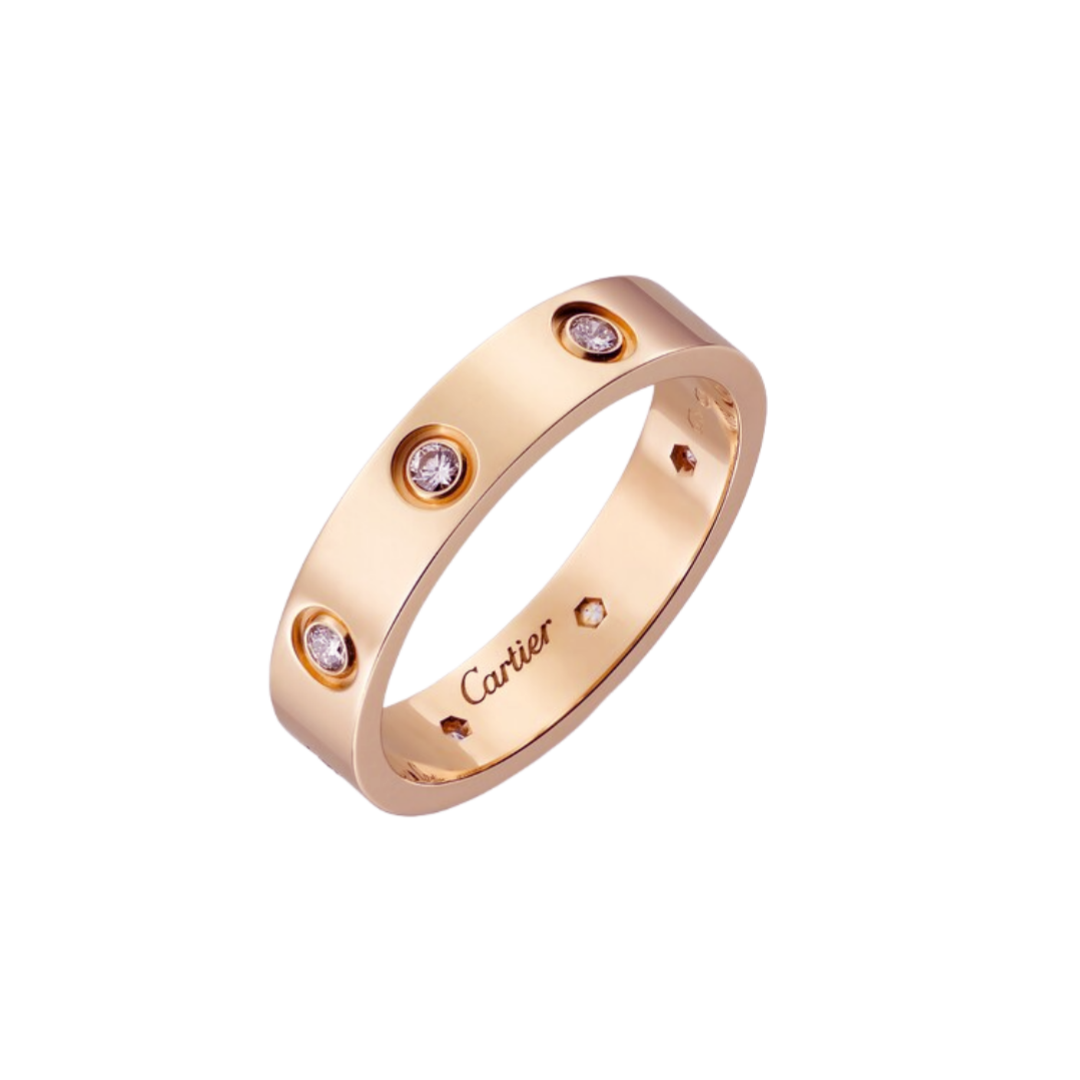 CTRV018 18K Cartier LOVE ring, small model, 8 diamonds - ccjewelryacc