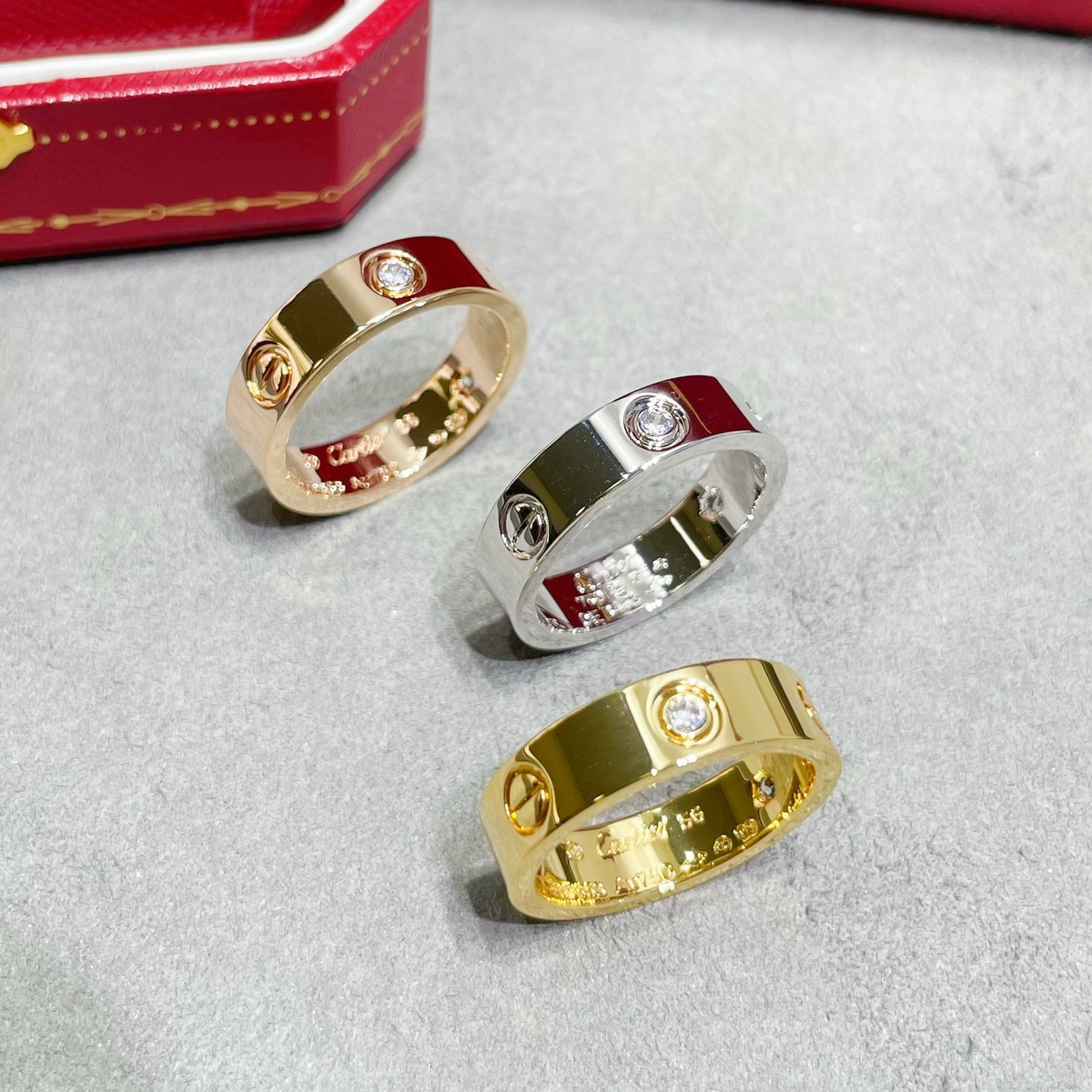 CTRV011 18K Cartier LOVE ring, classic model, 3 diamonds - ccjewelryacc