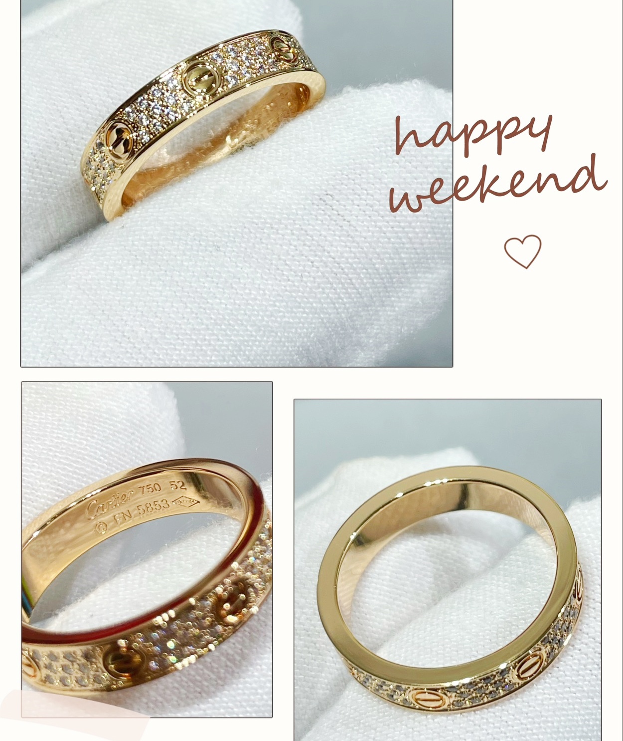 CTRV020 18K Cartier LOVE ring, small model, paved - ccjewelryacc