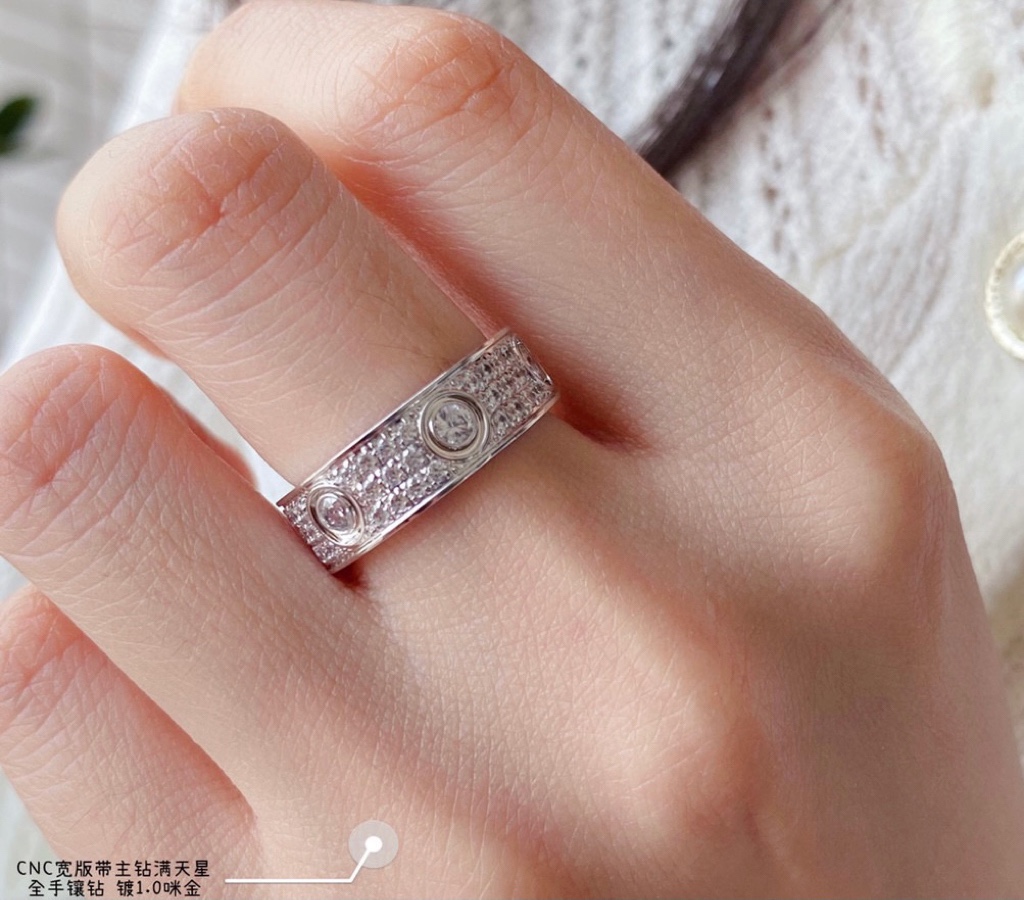 CTRV022 18K Cartier LOVE ring, classic model, paved, 6 diamonds - ccjewelryacc