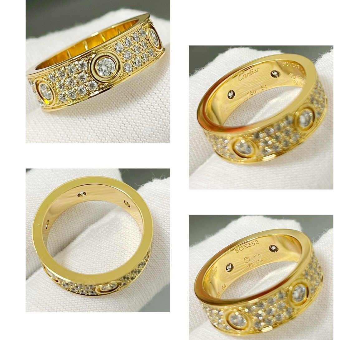 CTRV022 18K Cartier LOVE ring, classic model, paved, 6 diamonds - ccjewelryacc