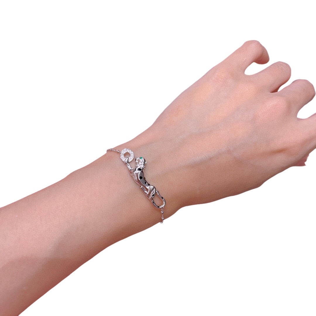 CTS037 18K Panthère de Cartier bracelet, on chain, diamonds - ccjewelryacc