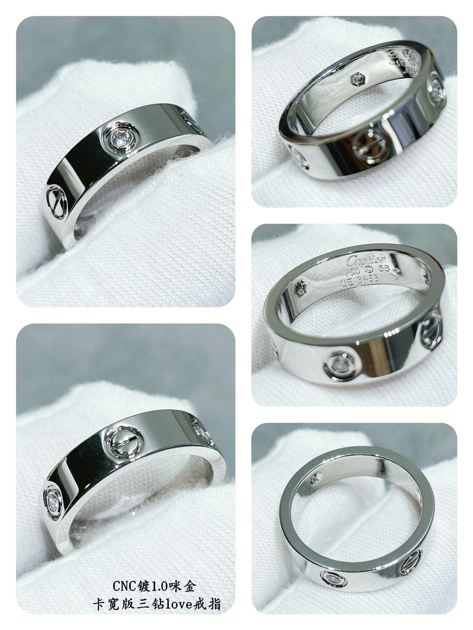 CTRV011 18K Cartier LOVE ring, classic model, 3 diamonds - ccjewelryacc