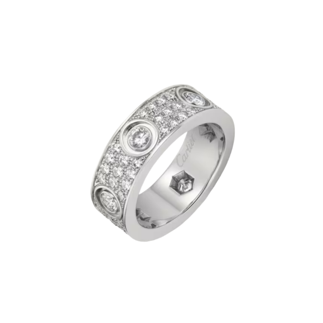 CTRV022 18K Cartier LOVE ring, classic model, paved, 6 diamonds - ccjewelryacc