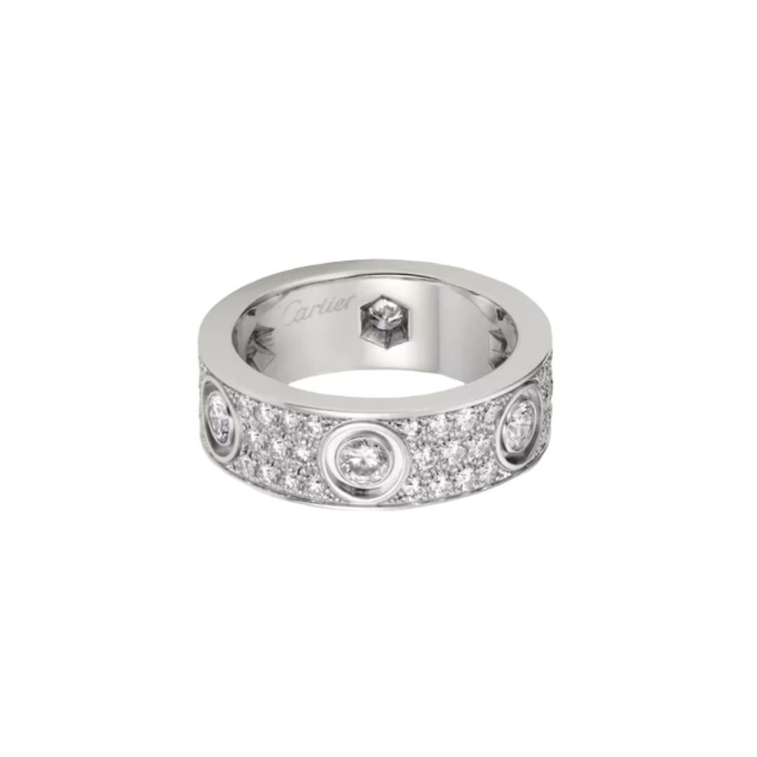 CTRV022 18K Cartier LOVE ring, classic model, paved, 6 diamonds - ccjewelryacc