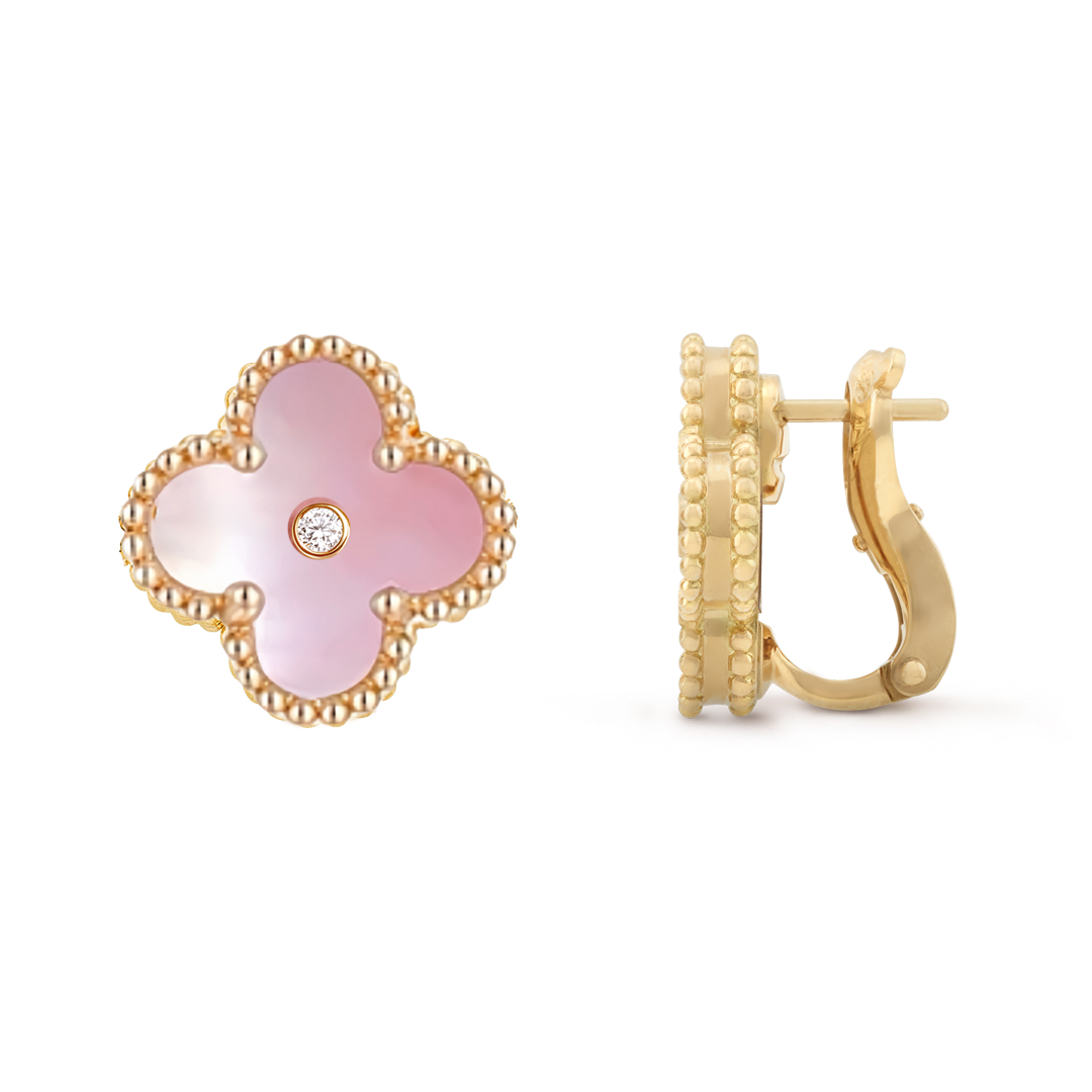 VCE023 VCA vintage alhambra with diamond stud earring - ccjewelryacc