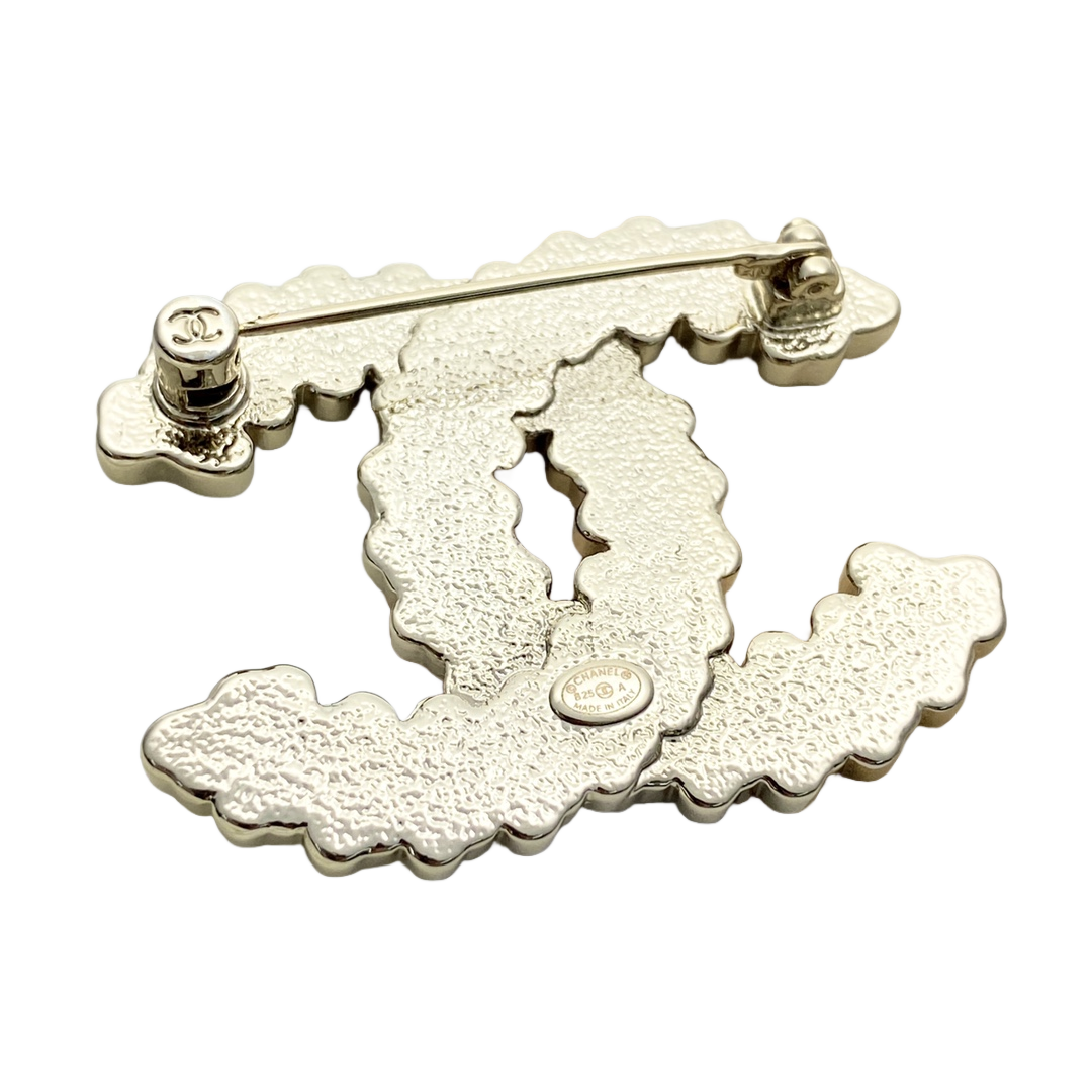 BCB590 Chanel Heart crystal CC LOGO brooch pin - ccjewelryacc