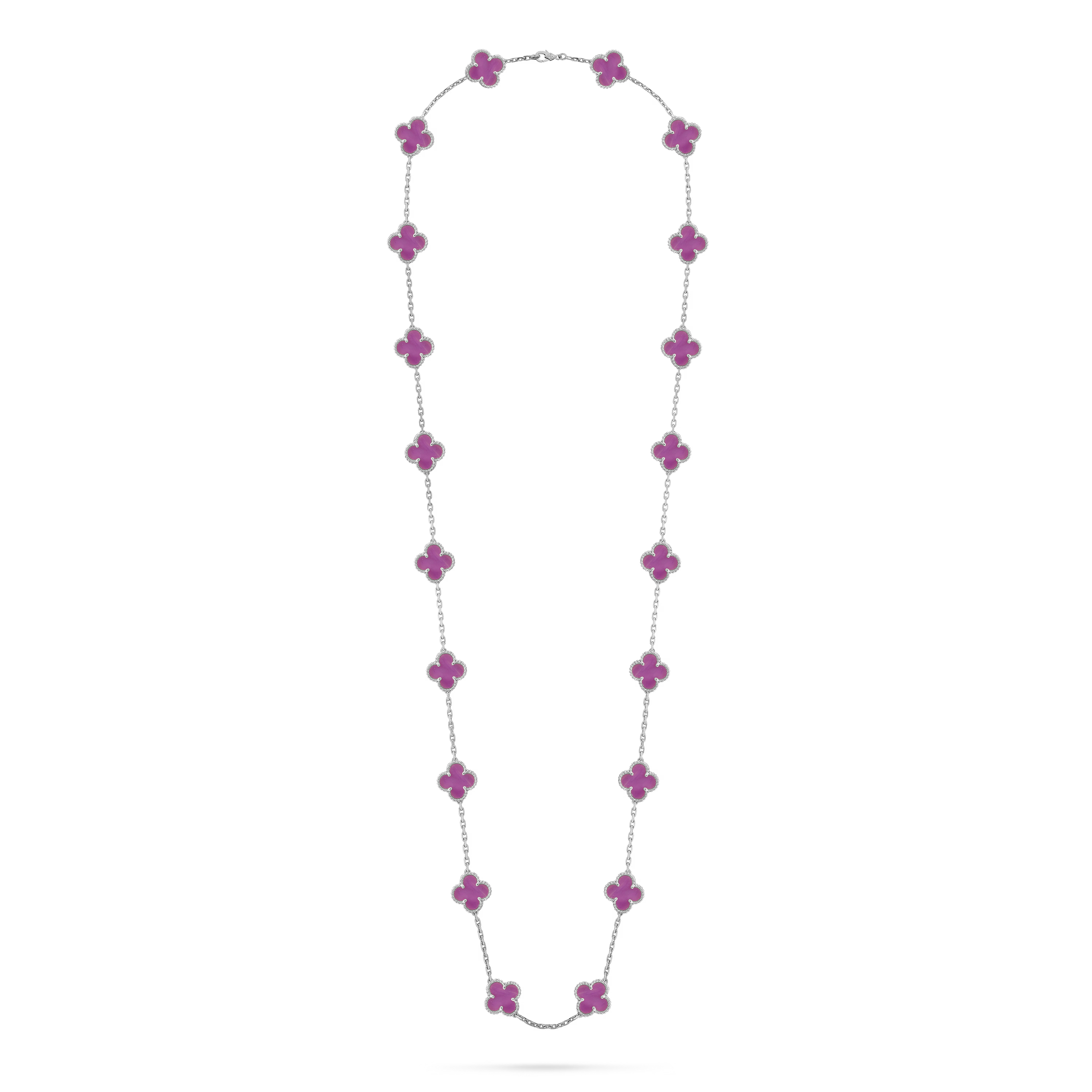 VCT022 VCA violet stone Vintage Alhambra 10 motifs necklace Pendant bracelet earring clip jewelry set - ccjewelryacc
