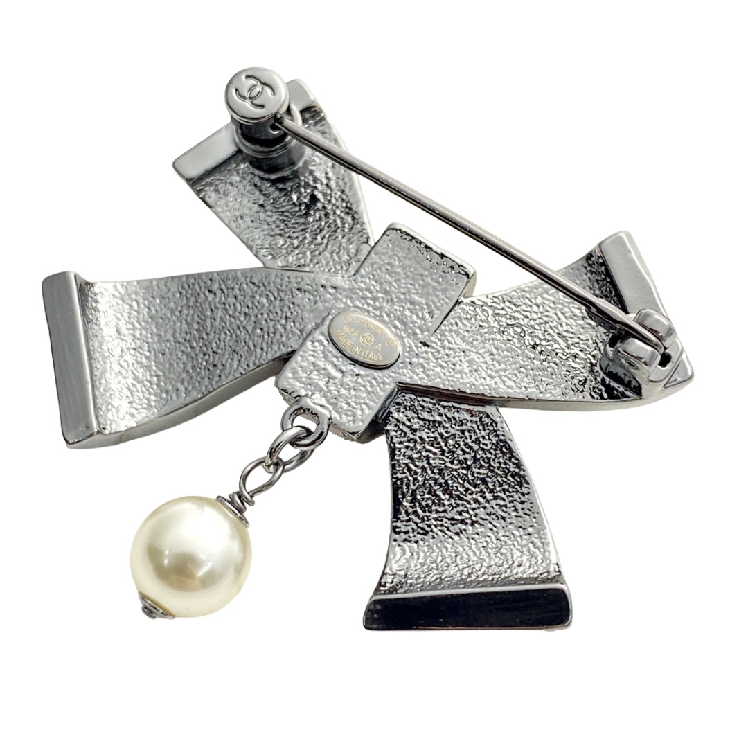 BCB589 Chanel Black-Gold & Pink Bow brooch pin - ccjewelryacc