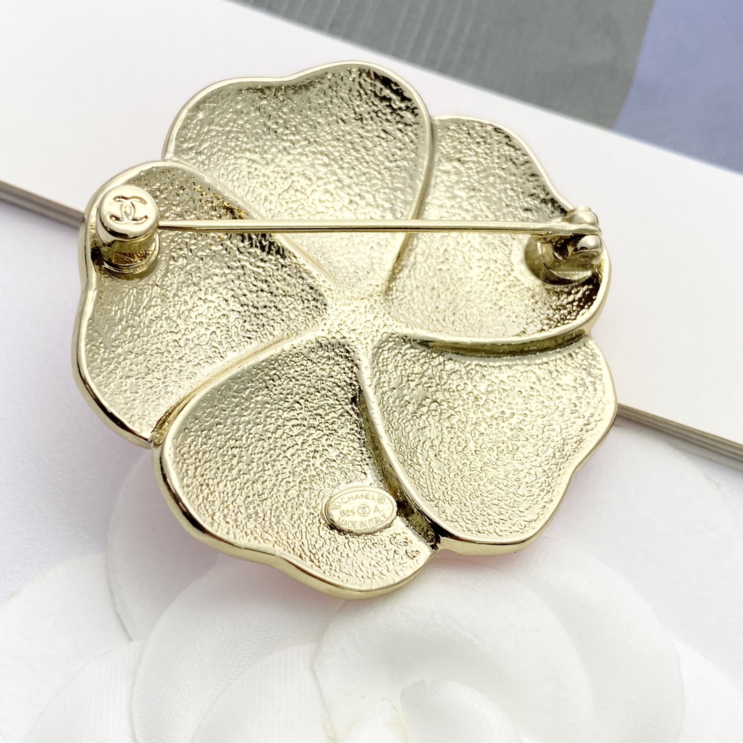 BCB592 Chanel Pink Black camellia brooch pin - ccjewelryacc