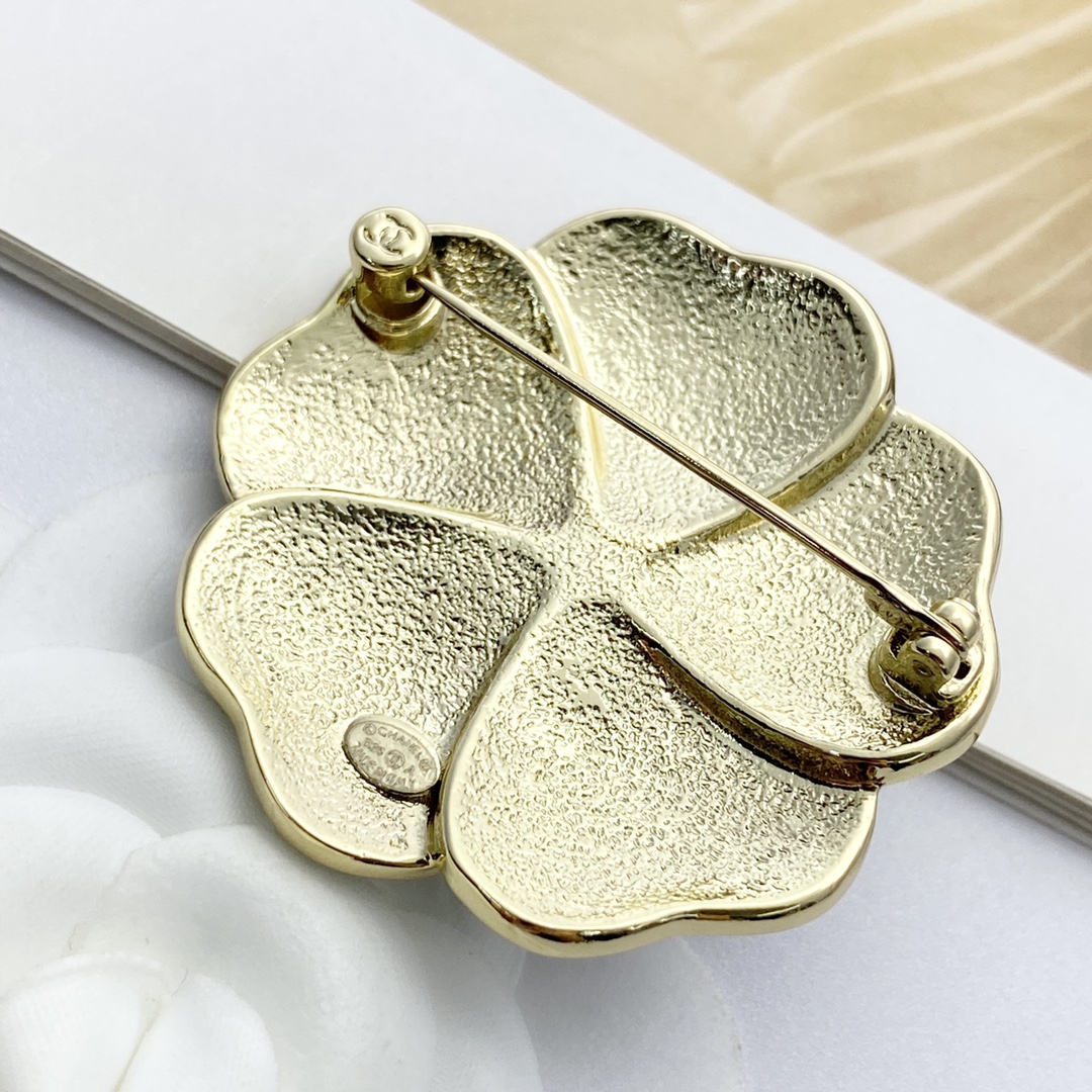 BCB592 Chanel Pink Black camellia brooch pin - ccjewelryacc