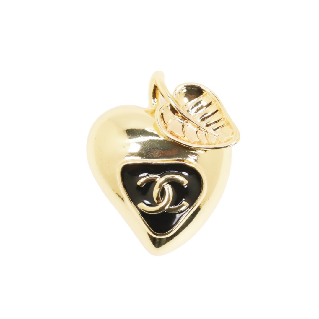 BCB599 Chanel strawberry-shaped leaf black enamel brooch - ccjewelryacc