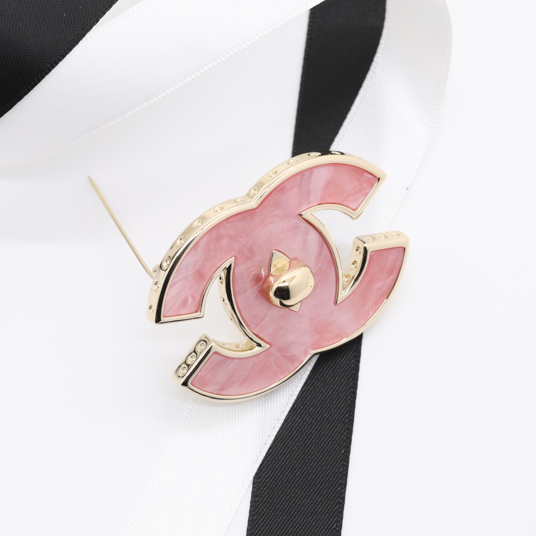 BCB595 Chanel Pink Acrylic bag clasp brooch pin - ccjewelryacc